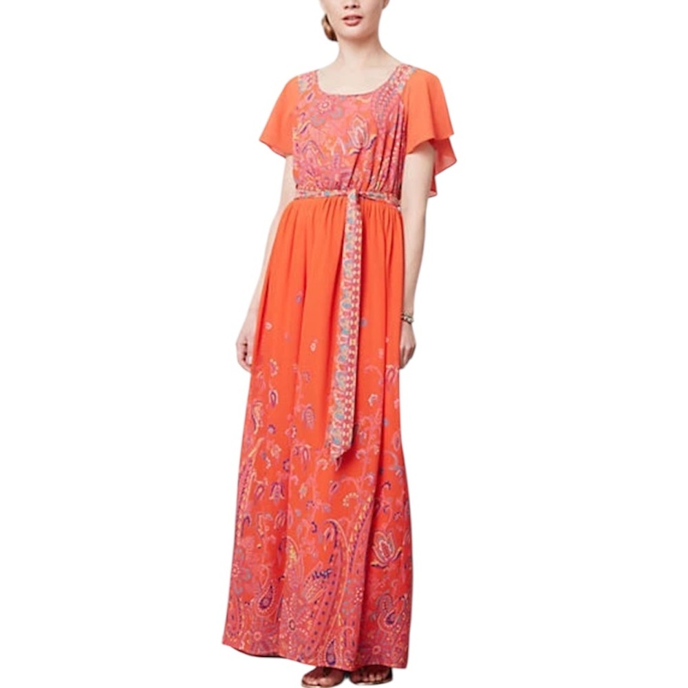 MAEVE by ANTHROPOLOGIE Women’s Orange Paisley Maxi Dress